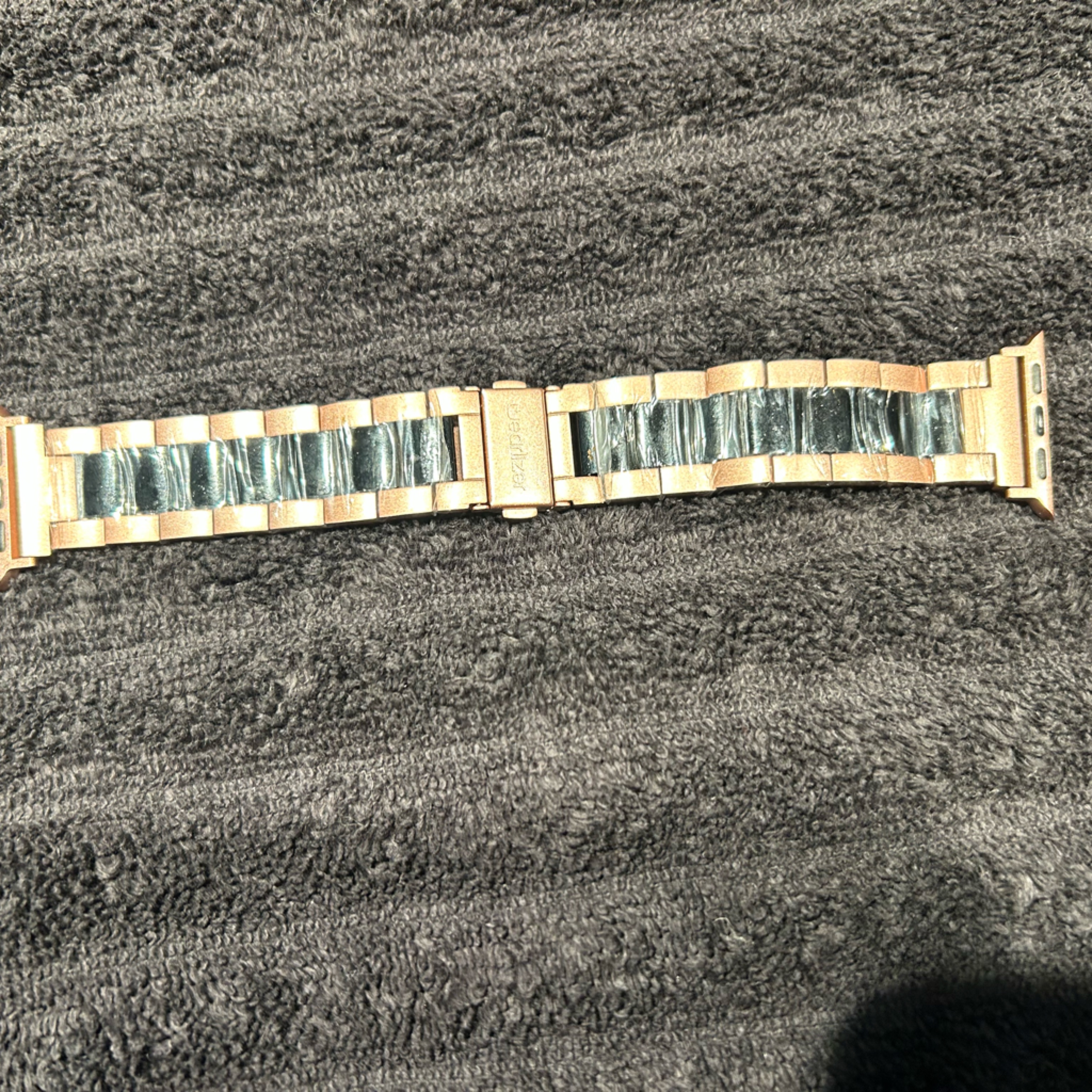 Rose Gold And Black Metal Watch Band